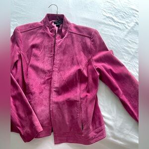 Valerie Steven’s Vintage Pink Suede Moto Jacket